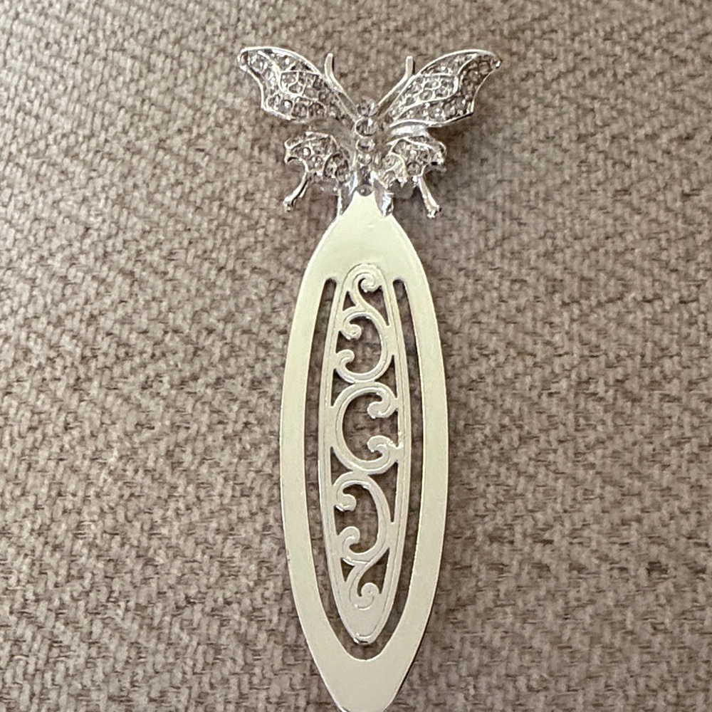 Elegant Silver Butterfly Bookmark